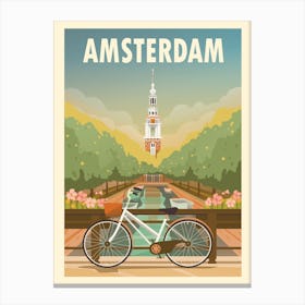 Amsterdam Canal Travel Poster Canvas Print