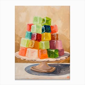 Rainbow Jelly Cubes Beige Painting 2 Canvas Print