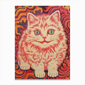 Louis Wain, Kaleidoscope Cat Pink And Orange 3 Canvas Print