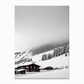 Livigno, Italy Black And White Skiing Poster Canvas Print