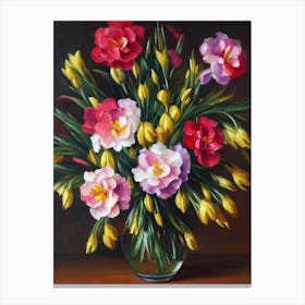 Freesia Still Life Oil Painting Flower Canvas Print