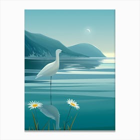 Egret On The Lake Canvas Print