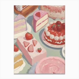 Strawberry Cake Party Canvas Print