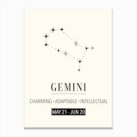 Gemini Zodiac Sign  Canvas Print