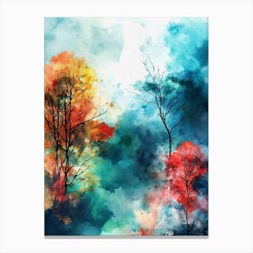 Watercolor Of Trees Canvas Print