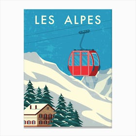 Les Alpes, Alps. Austria, Switzerland — Retro travel minimalist poster 1 Canvas Print