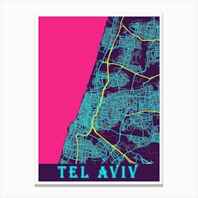 Tel Aviv Map Poster 1 Canvas Print