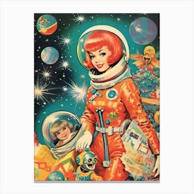Vintage Astronaut Girl Kitsch 1 Canvas Print