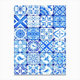 Blue And White Tile Canvas Print