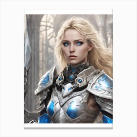 Young Woman In Armor Canvas Print