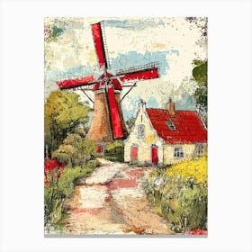 Windmill In The Dutch Countryside Toile