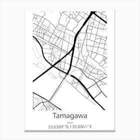 Tamagawa,Japan Minimalist Map Lienzo