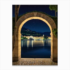 Night At Lake Como Canvas Print