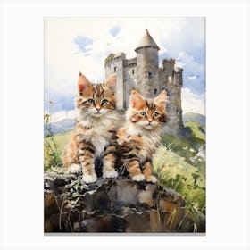 Irish Cats in Watercolor 5 Canvas Print