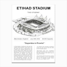 Manchester City Stadium Etihad Arena Canvas Print