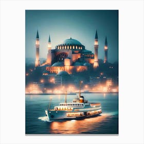 Blue Mosque At Night Canvas Print