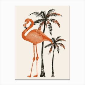 Jamess Flamingo And Palm Trees Minimalist Illustration 1 Canvas Print