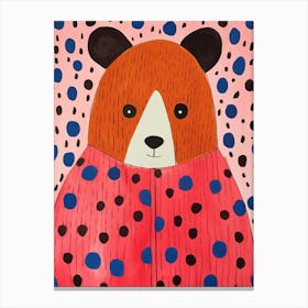 Pink Polka Dot Red Panda 3 Canvas Print
