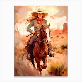 Cowgirl Impressionism Style 6 Canvas Print