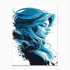 Blue Haired Girl Canvas Print