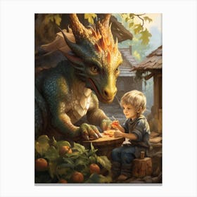 Peaceful Dragon And Kids 4 Canvas Print
