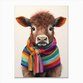 Baby Animal Wearing Sweater Bison 2 Canvas Print