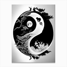 Black And White Yin and Yang 1, Illustration Canvas Print