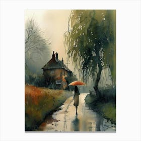 A Walk Home in the Rain| Beautiful Landscape Scenery Painting | Contemporary Art Print for Feature Wall | Vibrant Beautiful Wall Decor in HD Canvas Print