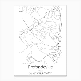 Profondeville,Belgium Minimalist Map Canvas Print