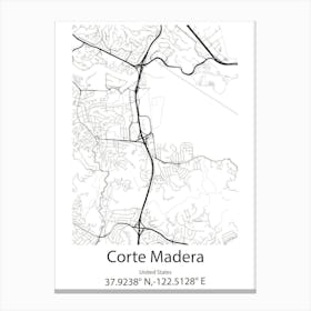 Corte Madera,United States Minimalist Map Canvas Print