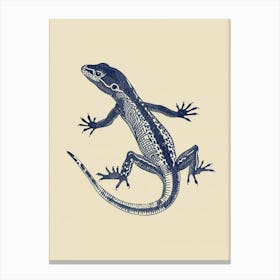Blue African Fat Tailed Gecko Block Print 3 Canvas Print