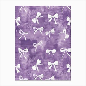 White And Purle Bows 4 Pattern Canvas Print