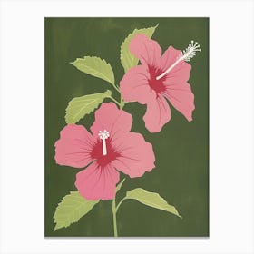 Pink & Green Hibiscus 2 Canvas Print