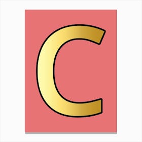 Letter C Gold Alphabet Pink Canvas Print