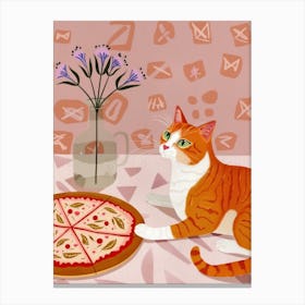 Cat And Pizza 7 Canvas Print