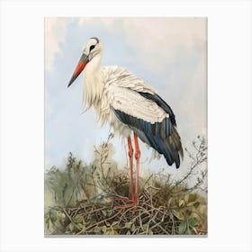 Stork Pastel Watercolour 4 Leinwandbild