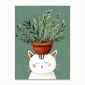 Cat With Plants On Its Head Canvas Print