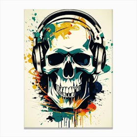 Skull With Headphones 127 Canvas Print