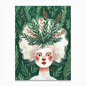 Christmas Girl Illustration Canvas Print