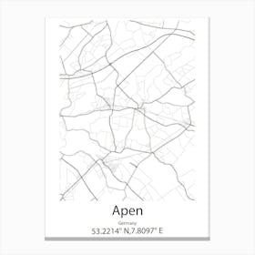 Apen,Germany Minimalist Map Canvas Print