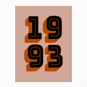 Number Year 1993 Orange Canvas Print