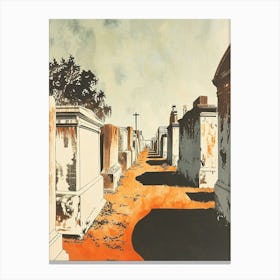 St Louis Cemetery No 1 Retro Lithograph 3 Canvas Print