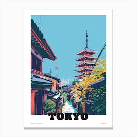 Senso Ji Temple Tokyo 4 Colourful Illustration Poster Canvas Print