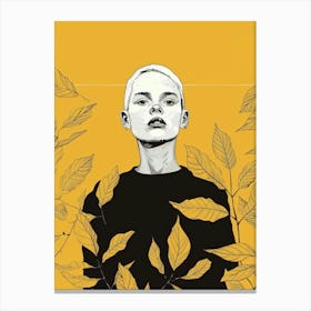 Portrait Of A Girl With Leaves Canvas Print