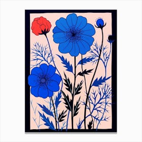 Blue Flower Illustration Love In A Mist Nigella 6 Canvas Print