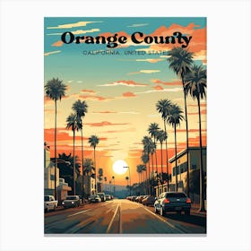 Orange County California United States Sunset Modern Travel Art Canvas Print