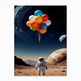 Astronaut With Balloons, Space, Abstract Canvas Print