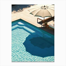Summer Umbrellas Swimming Pool Aerial View Canvas Print