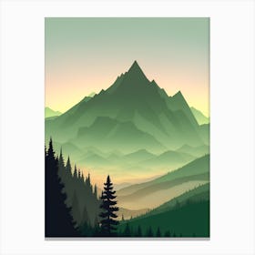 Misty Mountains Vertical Composition In Green Tone 179 Canvas Print