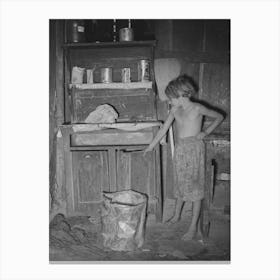 Daughter Of Day Laborer In Front Of Kitchen Cabinet, Mcintosh County, Oklahoma By Russell Lee Canvas Print